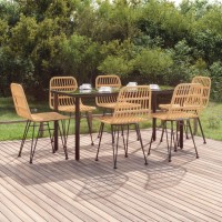 Vidaxl 7 Piece Patio Dining Set Poly Rattan