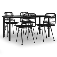 Vidaxl 5 Piece Patio Dining Set Black Poly Rattan