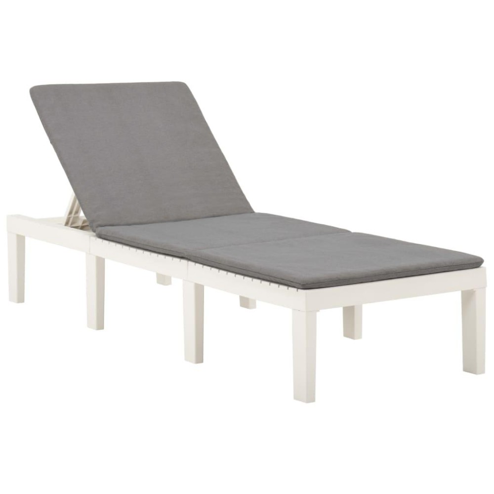 Vidaxl Sun Lounger With Cushion Plastic White