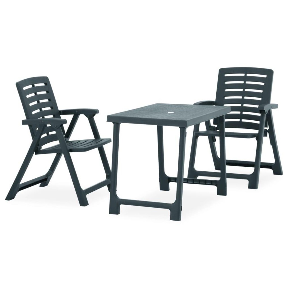 vidaXL 3 Piece Folding Bistro Set Plastic Green