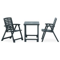 vidaXL 3 Piece Folding Bistro Set Plastic Green