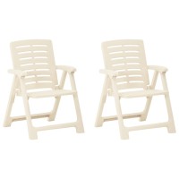 vidaXL Patio Chairs 2 pcs Plastic White