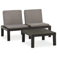 Vidaxl 2 Piece Patio Lounge Set With Cushions Plastic Gray