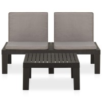 Vidaxl 2 Piece Patio Lounge Set With Cushions Plastic Gray