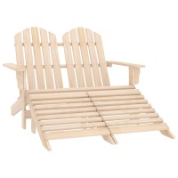 vidaXL 2-Seater Patio Adirondack Chair & Ottoman Fir Wood