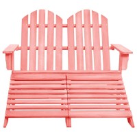 Vidaxl 2-Seater Patio Adirondack Chair&Ottoman Fir Wood Pink