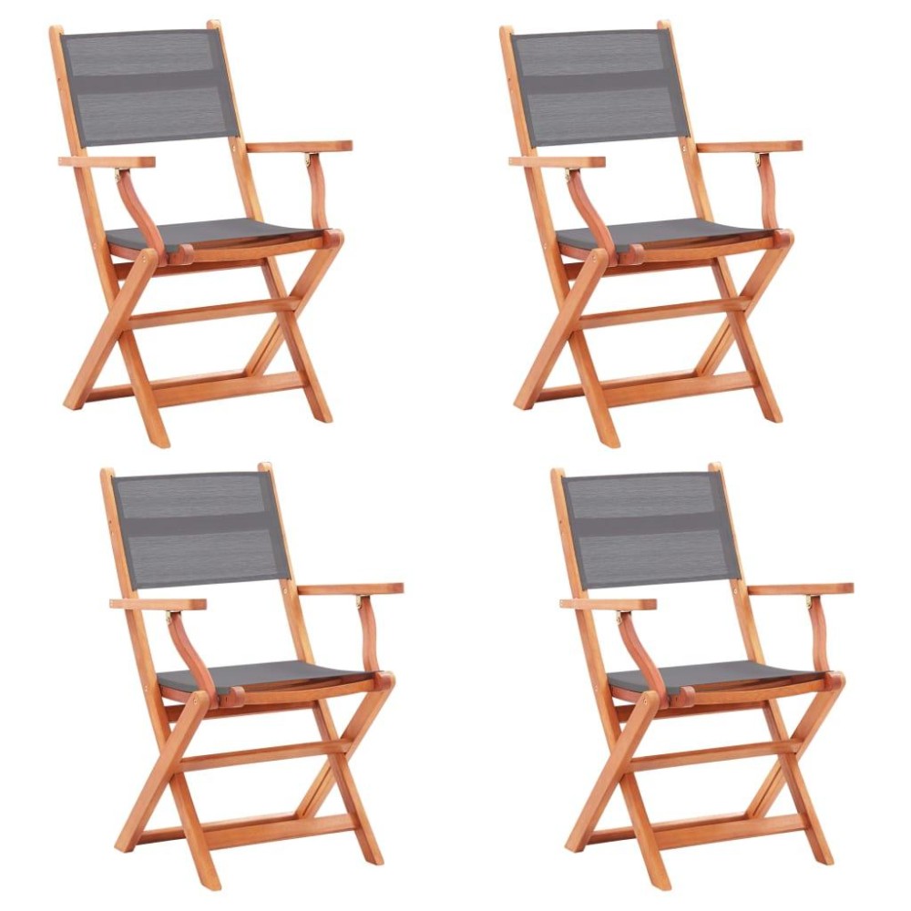 vidaXL Folding Patio Chairs 4 pcs Solid Eucalyptus Wood&Textilene