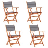 vidaXL Folding Patio Chairs 4 pcs Solid Eucalyptus Wood&Textilene