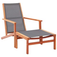 vidaXL Patio Chair with Footrest Solid Eucalyptus Wood&Textilene