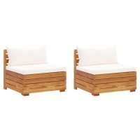 vidaXL 2-Seater Patio Sofa with Cushions Solid Acacia Wood