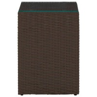 Vidaxl Side Table With Glass Top Brown 13.8X13.8X20.5 Poly Rattan