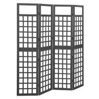 Vidaxl 4-Panel Room Divider/Trellis Solid Fir Wood Black 63.4X70.9
