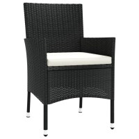 vidaXL Patio Chairs with Cushions 4 pcs Poly Rattan Black