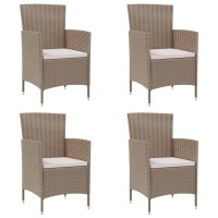 Vidaxl Patio Chairs With Cushions 4 Pcs Poly Rattan Beige