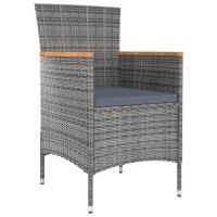 vidaXL Patio Dining Chairs 4 pcs Poly Rattan Gray