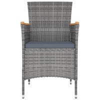 vidaXL Patio Dining Chairs 4 pcs Poly Rattan Gray