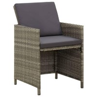 vidaXL Patio Chairs with Cushions 4 pcs Poly Rattan Gray