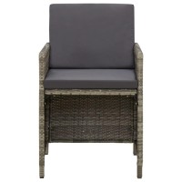 vidaXL Patio Chairs with Cushions 4 pcs Poly Rattan Gray