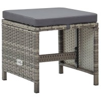 vidaXL Patio Stools 4 pcs with Cushions Poly Rattan Gray