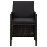 vidaXL 4 Piece Patio Chair and Stool Set Poly Rattan Black