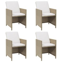 vidaXL Patio Chairs with Cushions 4 pcs Poly Rattan Beige