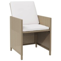 vidaXL Patio Chairs with Cushions 4 pcs Poly Rattan Beige