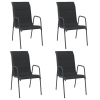 Vidaxl Patio Chairs 4 Pcs Steel And Textilene Black