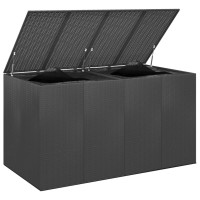 vidaXL Patio Cushion Box PE Rattan Black