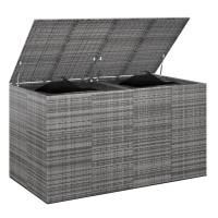 vidaXL Patio Cushion Box PE Rattan Gray