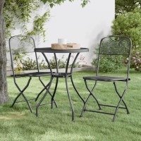 Vidaxl Folding Patio Chairs 2 Pcs Expanded Metal Mesh Anthracite