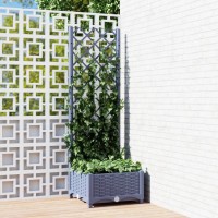 vidaXL Garden Planter with Trellis Dark Gray 15.7