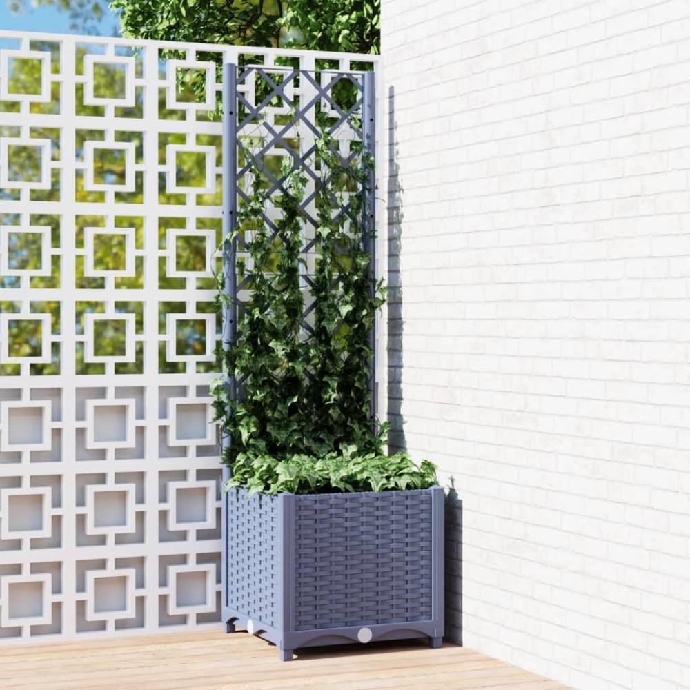 vidaXL Garden Planter with Trellis Dark Gray 15.7