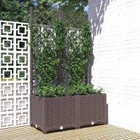 vidaXL Garden Planter with Trellis Brown 31.5