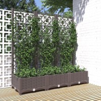 vidaXL Garden Planter with Trellis Brown 47.2