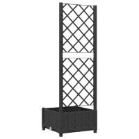 vidaXL Garden Planter with Trellis Black 15.7