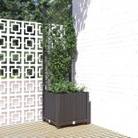 vidaXL Garden Planter with Trellis Black 15.7