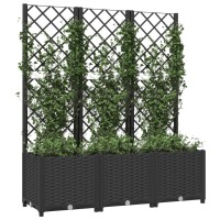 vidaXL Garden Planter with Trellis Black 47.2