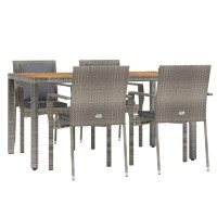 Vidaxl 5 Piece Patio Dining Set With Cushions Gray Poly Rattan