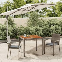 Vidaxl 3 Piece Patio Dining Set With Cushions Gray Poly Rattan