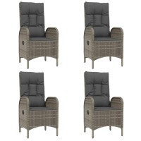 vidaXL 5 Piece Patio Dining Set with Cushions Gray Poly Rattan