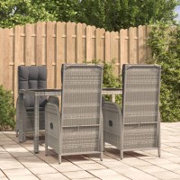 vidaXL 5 Piece Patio Dining Set with Cushions Gray Poly Rattan