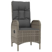 vidaXL 3 Piece Patio Dining Set with Cushions Gray Poly Rattan