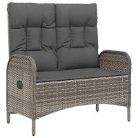 vidaXL 3 Piece Patio Dining Set with Cushions Gray Poly Rattan