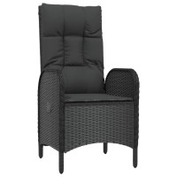 vidaXL 3 Piece Patio Dining Set with Cushions Black Poly Rattan