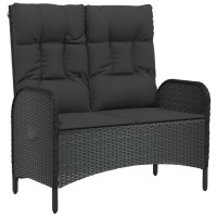 vidaXL 3 Piece Patio Dining Set with Cushions Black Poly Rattan