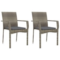 vidaXL 3 Piece Patio Dining Set with Cushions Black and Gray Poly Rattan