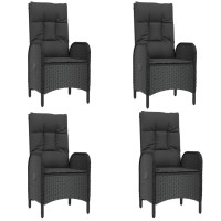 vidaXL 5 Piece Patio Dining Set with Cushions Black Poly Rattan