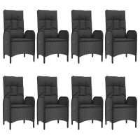 vidaXL 9 Piece Patio Dining Set with Cushions Black Poly Rattan