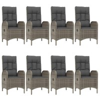 vidaXL 9 Piece Patio Dining Set with Cushions Black and Gray Poly Rattan