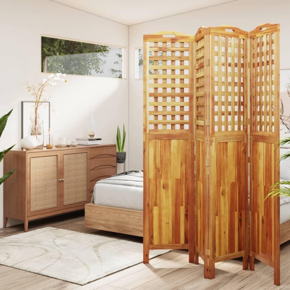Vidaxl 4-Panel Room Divider 63.8X0.8X70.9 Solid Wood Acacia